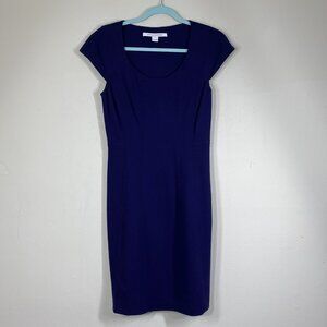 Diane Von Furstenberg Ponte Knit Dress Size 4 Blue Cap Sleeves Office Carrier